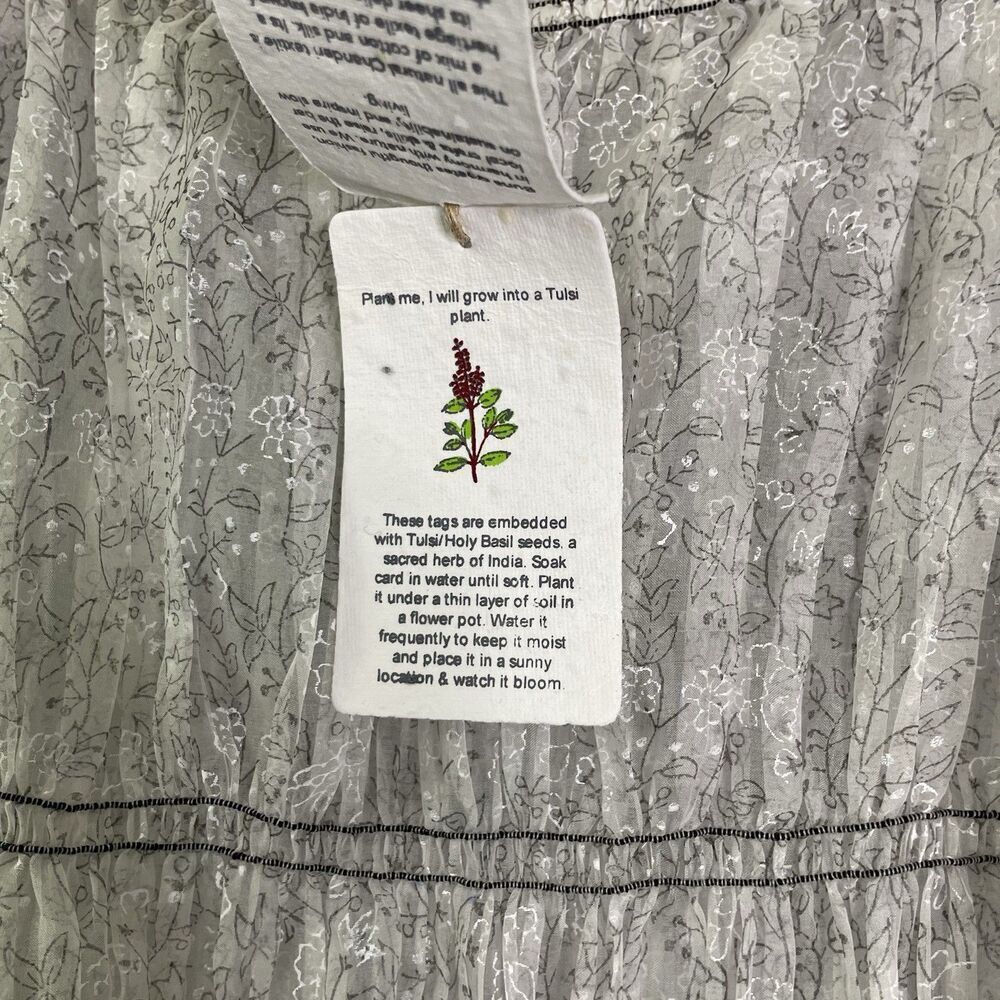 BUNA 100% Linen Sheer Peasant Dress XXL Floral Cottagecore - Picture 9 of 14